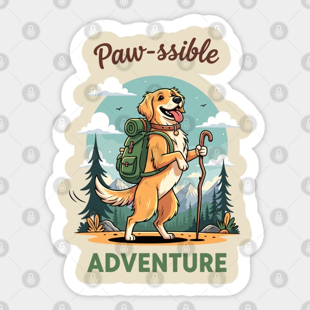 Pawsome Adventure Awaits Sticker by enrynz